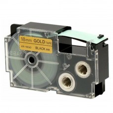 Casio Ez-Label Printer Tape Cartridge - 18mm, Black on Gold (XR-18GD1)
